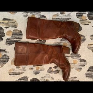 Leather Frye boots with block heel